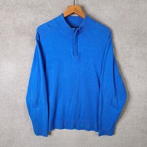 Alfani Sweater Mens XXL Blue Quarter Zip Regular Fit Cotton Long Sleeve Casual
